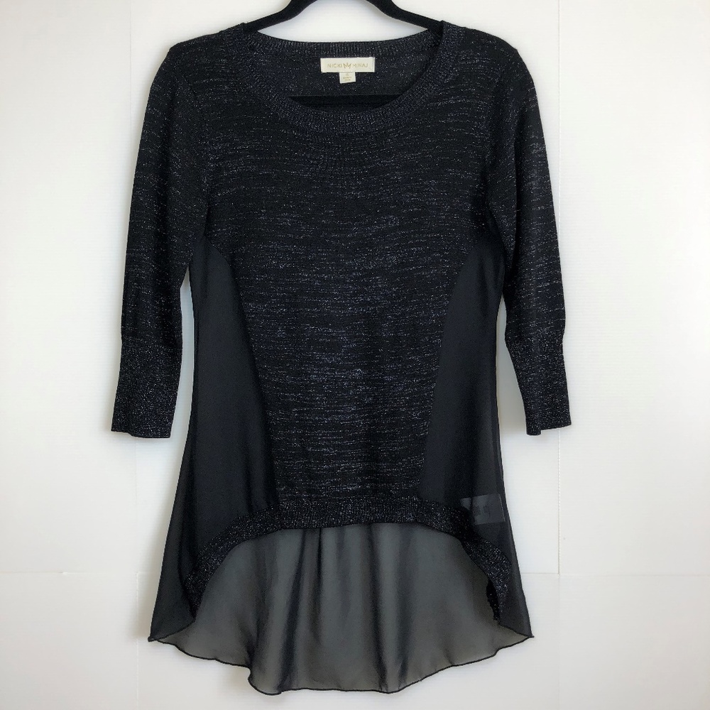 Nicki Minaj Black and Silver Long Sleeve Sweater S